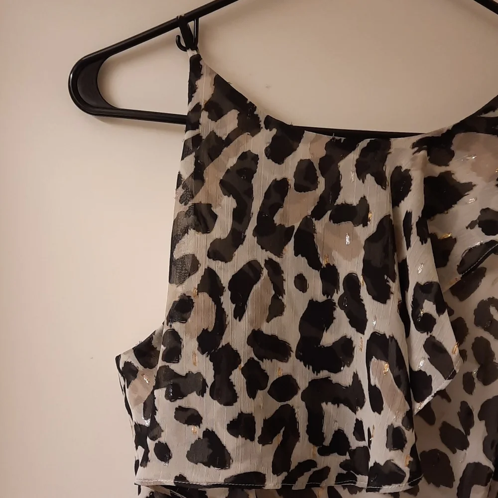 NWT, Eliza J Leopard Print Tiered Chiffon Dress - Picture 5 of 17